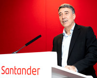 Nathan Bostock CEO Santander photographed at the unveiling of the new UK headquarters building in Mi