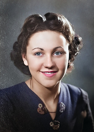Jean Jamieson nee Johnson c1949 Colourised